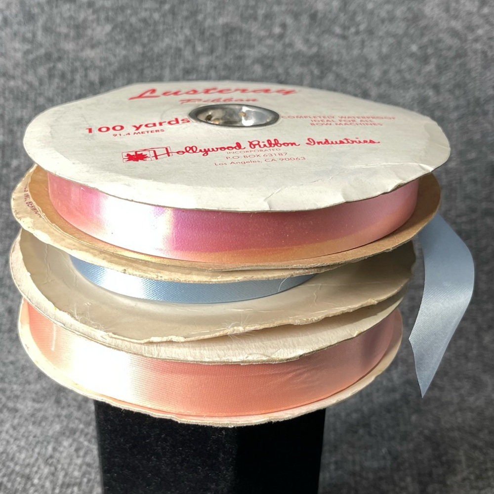 Bundle Flora-Satin Pink, Peach and Blue Ribbon Roll